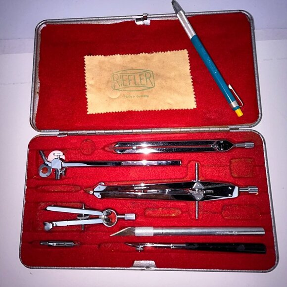 Riefler Professional Drafting Tool Drawing Set~'50's in Metal Case Not Complete - Picture 1 of 10